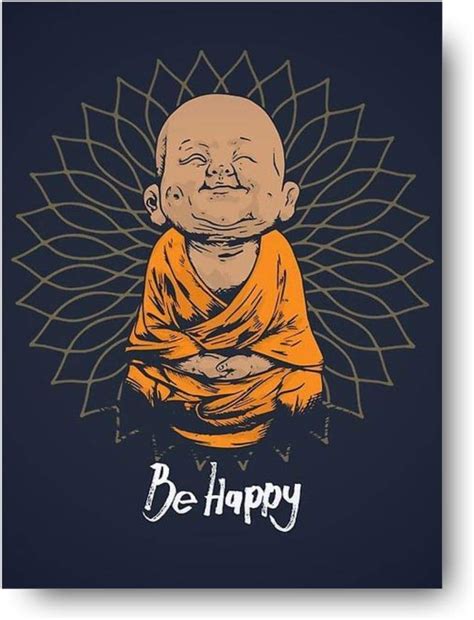 Photojaanic Plastic Be Happy Buddha Posters Motivational Wall Posters ...
