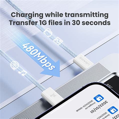 USAMS US-SJ657 U86 1.2m Type-C to Lightning Cable PD 30W Fast Charging ...