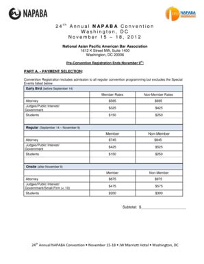 Fillable Online 2013convention napaba 2 4 Annual NAPABA Convention ...