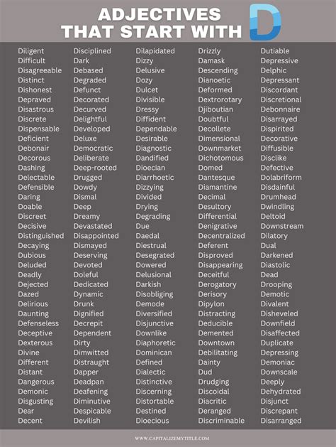 Words To Describe Someone That Start With D Describing