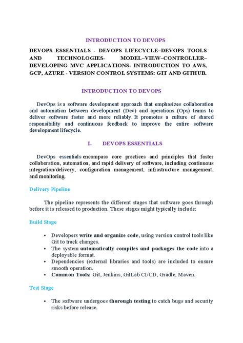 DevOps unit 1 notes: Introduction to DevOps, tools, and MVC concepts ...