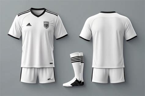 3d realistic of front and back of white soccer jersey tshirt with pants ...