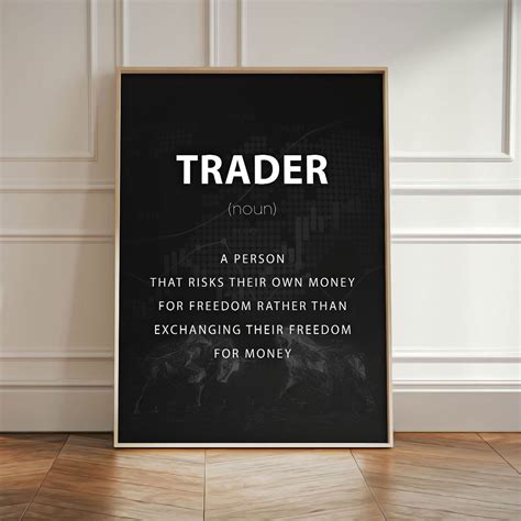 Trader Noun Definition Motivational Wall Art Trader Office Decor Canvas ...