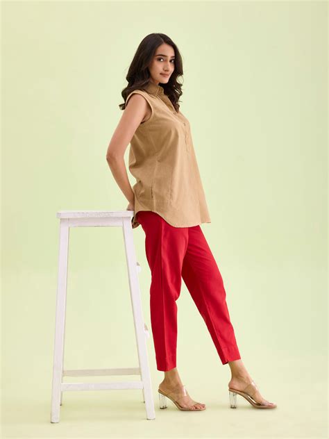 Buy Women's Solid Cherry Cotton Pencil Pant Online | Go Colors