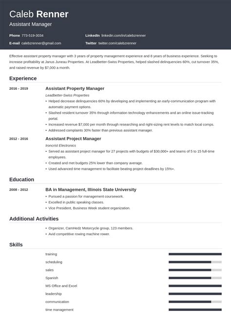 Image result for Assistant Manager Resume Examples