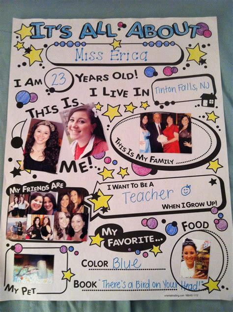 Preschool "Star of the Week" demo: "All About Me" poster | All about me ...