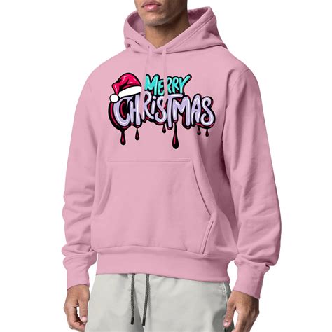 CONZONE Christmas Men's Hoodies Xmas Letter Hoodie for Men Graphic Long ...