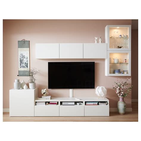 BESTÅ TV storage combination/glass doors, white/Lappviken white clear ...