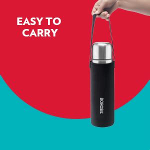 Borosil Hydra Thermo Steel Flask 1000 ML (Black) : Amazon.in: Sports ...
