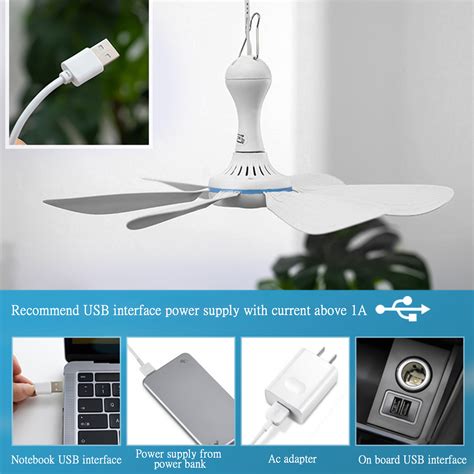 VANLOFE Fan Portable Ceiling Fan Mini USB Tent Fans For Camping Outdoor ...