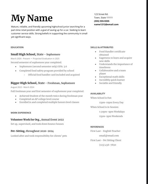 Highschool Resume