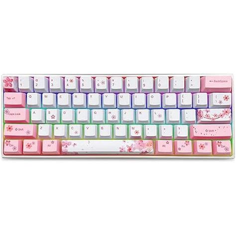 Cherry Blossom Pink Mechanical Keyboard,60% Compact Hot Swappable USB ...