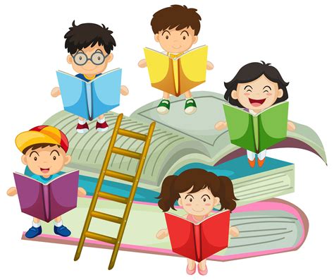 Many children reading books 367481 Vector Art at Vecteezy