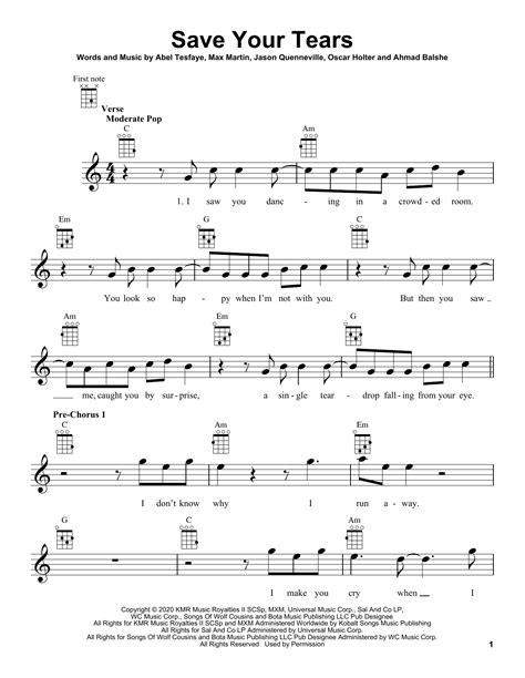 The Weeknd "Save Your Tears" Sheet Music Notes | Download PDF Score ...