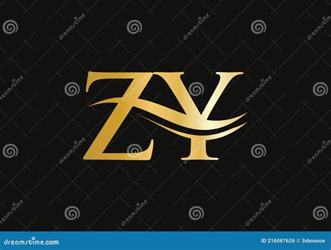Initial Letter ZY Logotype Company Name Colored Blue and Grey Swoosh ...