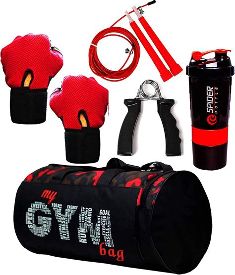 Toyshine Fitness Combo, Gym Bag, Gloves, Sports Shaker, Skipping Rope ...