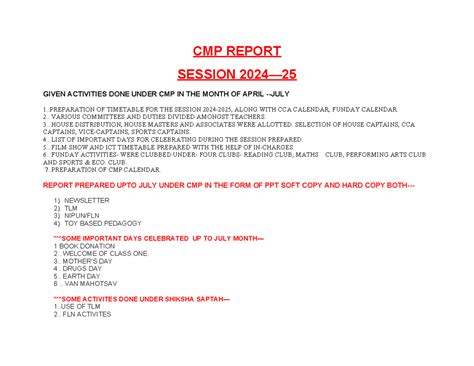 CMP Report Session 2024-25 - CMP REPORT SESSION 2024— GIVEN ACTIVITIES ...