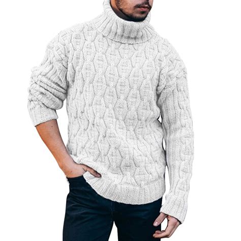 Mens Sweater Turtleneck Thick Warm Mens Sweaters W... - Grandado