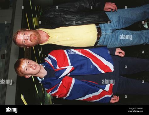 Jeffrey Keene and his son Gary arrive back at Gatwick Airport today ...