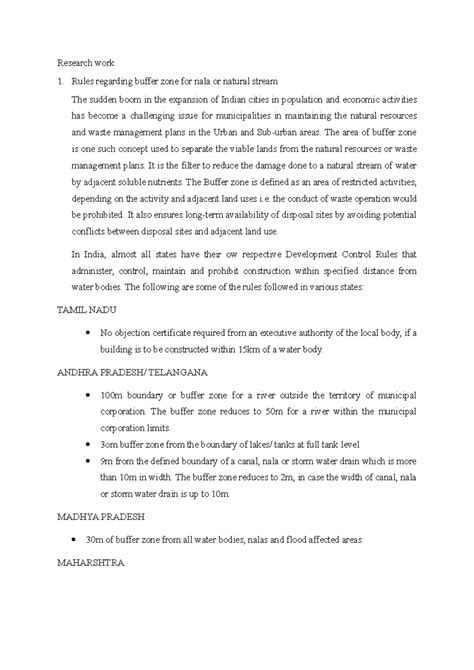 Buffer Zone Regulations for Nalas and Natural Streams in India - Studocu