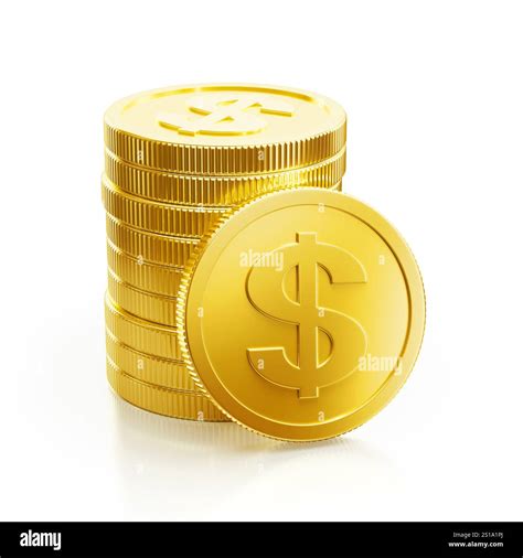 Stack golden dollar coins Cut Out Stock Images & Pictures - Alamy