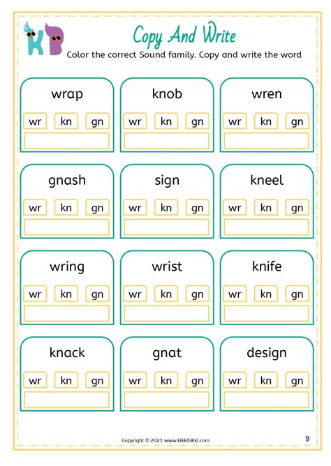 Learn to Spell wr-kn-gn Words - Free Phonics Worksheets