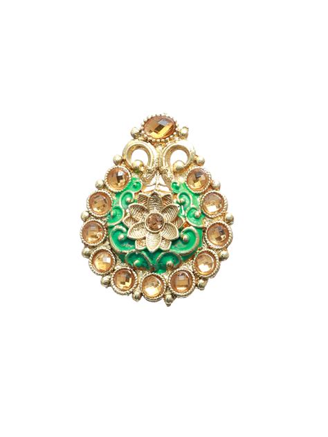 Priyaasi Gold Plated Tear Drop Shaped Floral Meenakari Ring