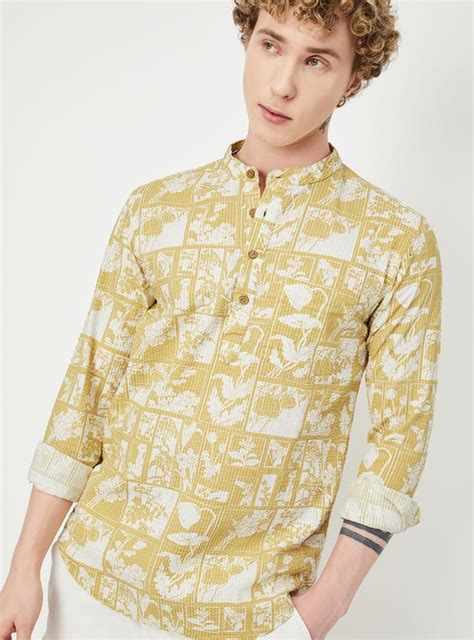 Buy Men Printed Slim Fit Short Kurta Online at just Rs. 899.0 ...