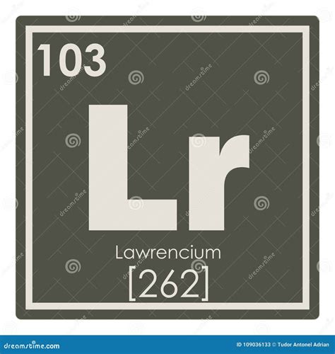 Lawrencium As Element 103 Of The Periodic Table 3D Illustration On Silver Background Royalty ...