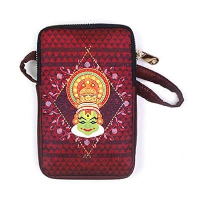 Buy BORIYA Women's Cotton Lining Kathakali Printed Mobile Pouch Sling ...