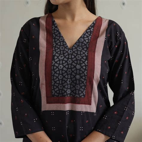 Block Printed Cotton Ajrakh Kurta Set