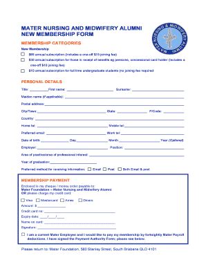 Fillable Online materfoundation org MATER NURSING AND MIDWIFERY ALUMNI ...