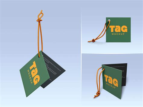 Free Bi-Fold Apparel Swing Hanging Tag Mockup PSD Set - Good Mockups