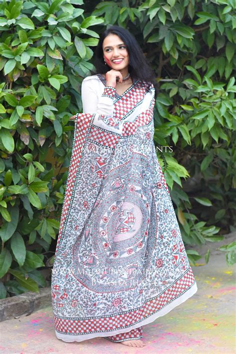 KALRAV Hand-painted Madhubani Georgette Saree Blouse Set – MADHUBANI ...