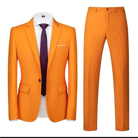 Men's Wedding Suit 2-Piece Set Single Button Slim Fit Blazer & Pants ...