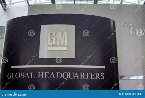General Motors Global Headquarters Sign and Emblem Editorial Stock Photo - Image of sign ...