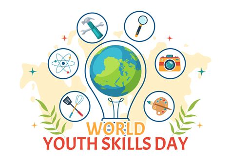 World Youth Skills Day Vector Illustration of People with Skill for Various Employment and ...