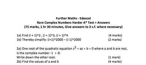 Image result for Complex Numbers Test