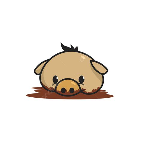 Vector Cute Baby Pigs Soaking In The Mud, Vector Pigs, Cute Pig ...