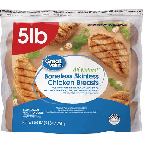Great Value Boneless Skinless Chicken Breast, 5 lb. (Frozen) - Walmart ...