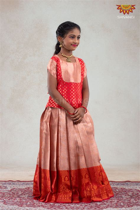 Trendy Traditional Pattu Pavadai Design For Girls-Ethnic Wear-Red
