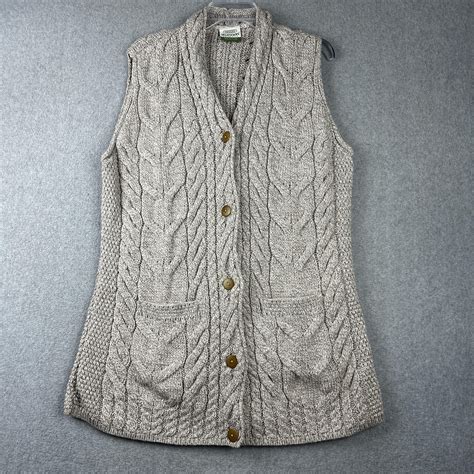 Shannon Woollen Mills Vest Womens XL Cable Knit Super… - Gem