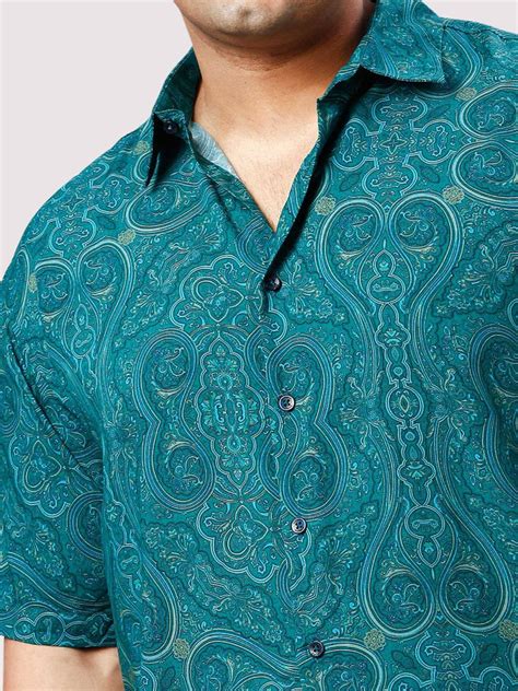 Persian Green Digital Printed Half Sleeve Shirt | Guniaa