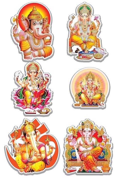 D2C Sticker of Lord Shree Ganesh - Ganesha - Ganpathi - Pack of 6 ...