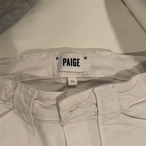 paige wide leg white jeans denim - Depop