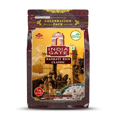 India Gate Basmati Rice Pouch, Classic, 1kg : Amazon.in: Grocery ...
