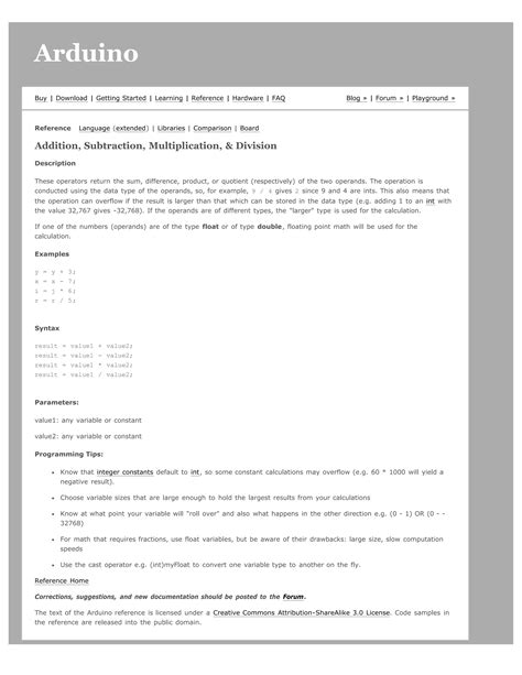 Image result for Arduino Programming Quick Reference