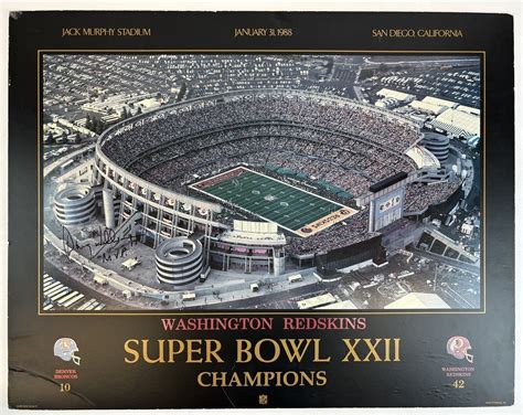 WASHINGTON REDSKINS SUPER BOWL XXII POSTER DOUG WILLIAMS SIGNED