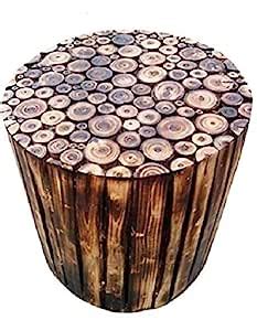 Fancy Shoppee Wooden Beautiful Handmade Log Stool for Living Room,Farm ...
