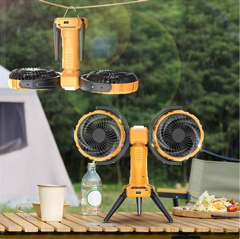 Amazon.com: AQMSEZ Dual-Head Tripod Oscillating Outdoor Fan with Hook ...